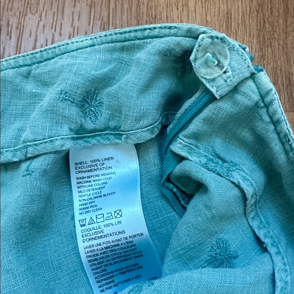 Tommy Bahama Aqua 100% Linen Embroidered Palm Tree Skort Size 6 - Picture 5 of 8